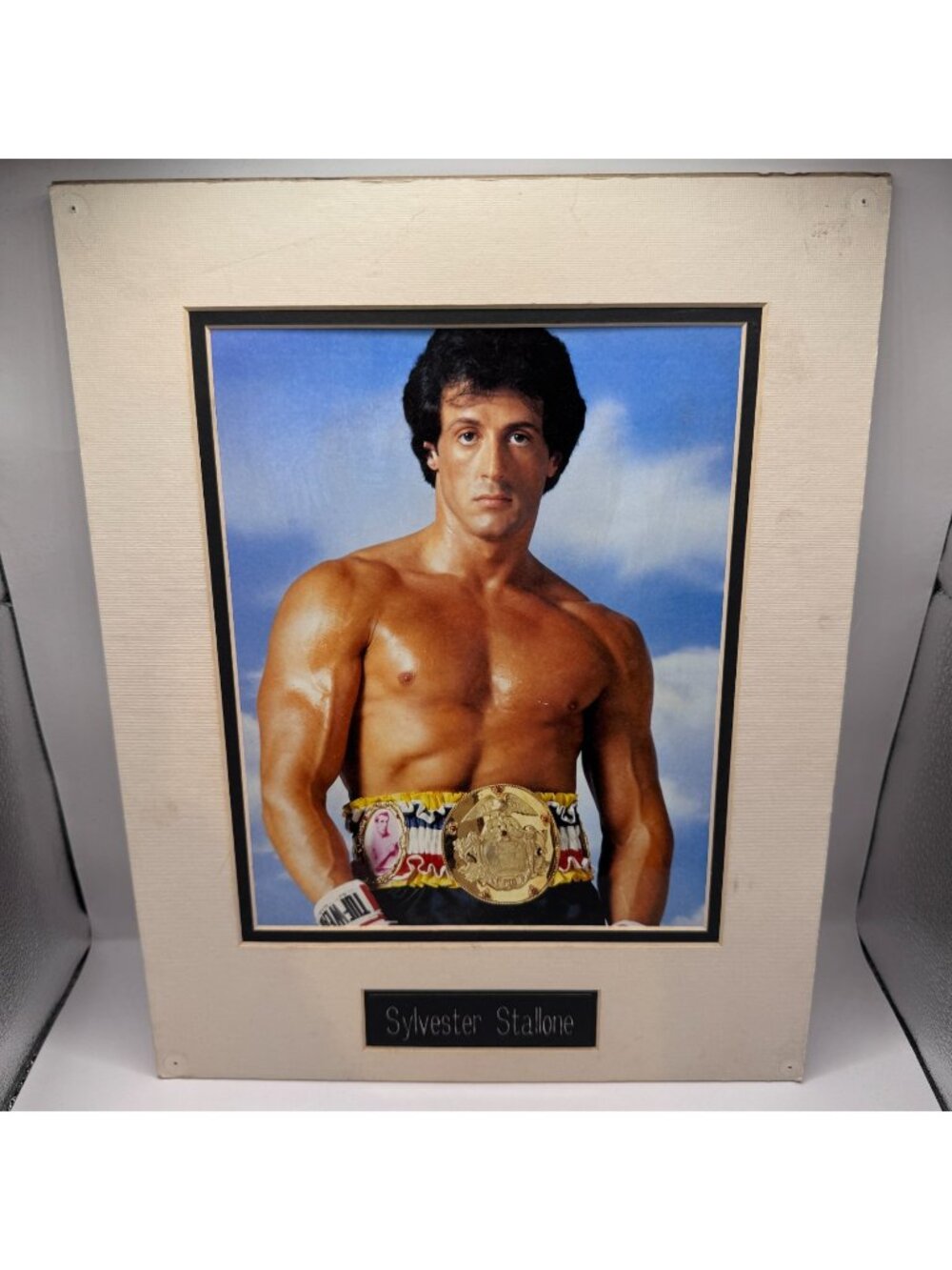 Sylvester Stallone Photo Matted With Name Plague Rocky Balboa 11"x14" Vintage